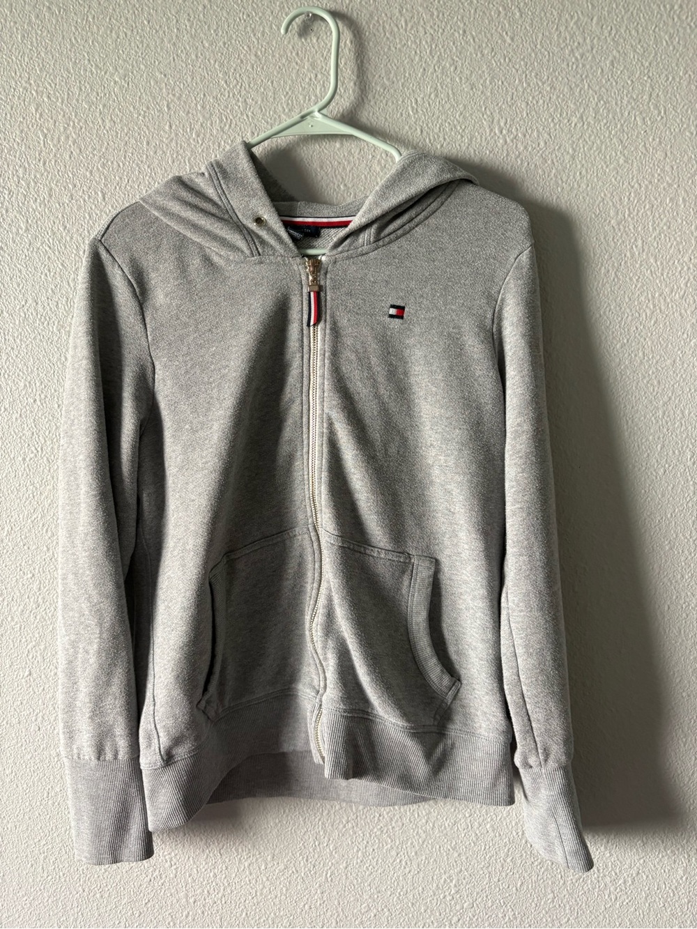 Tommy Hilfiger Heather Gray Full-Zip Hoodie with Logo - Picture 1 of 8